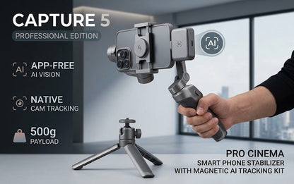 Pro Cinema Smart Phone Stabilizer with Magnetic AI Tracking Kit