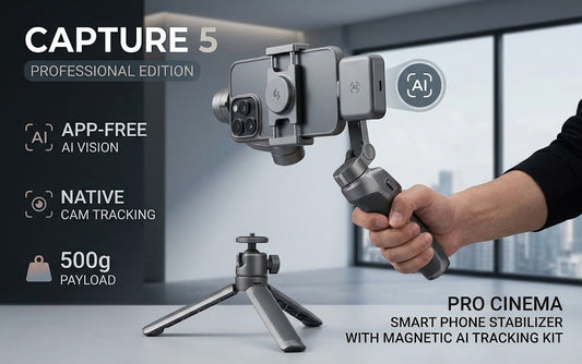 Pro Cinema Smart Phone Stabilizer with Magnetic AI Tracking Kit