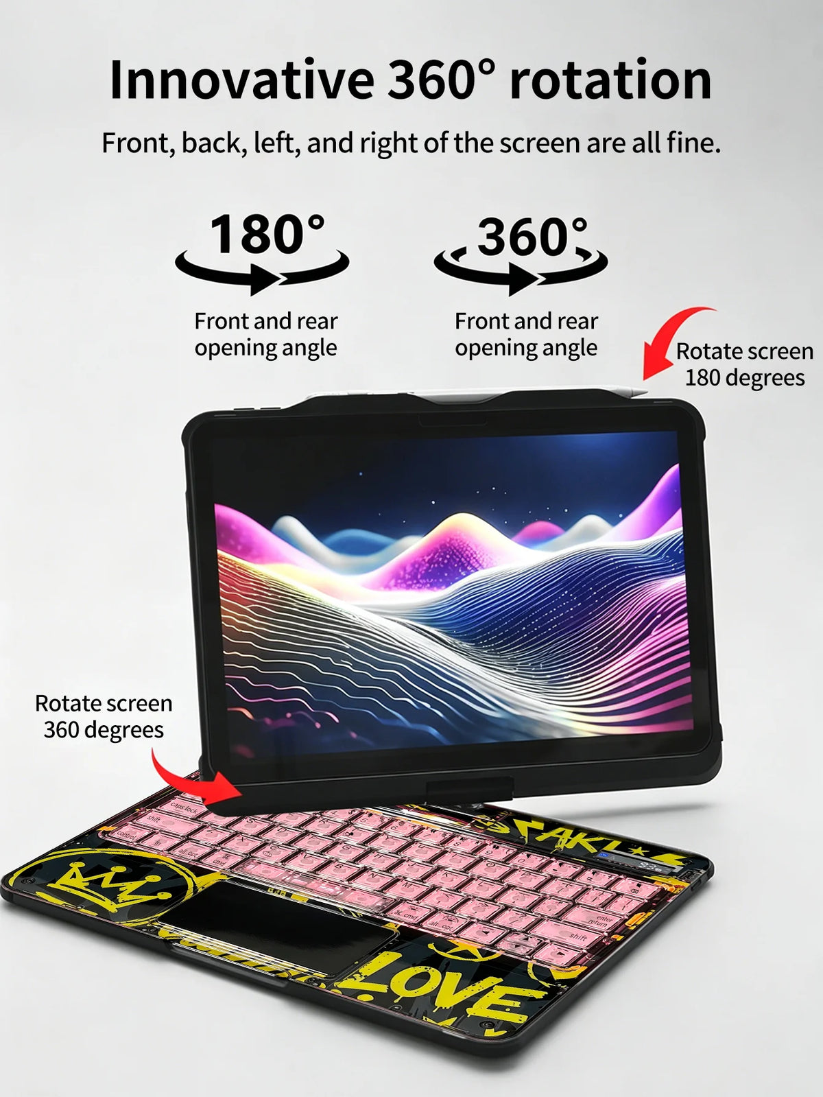 Daylight Transparent 360° Rotating Ipad Keyboard Case