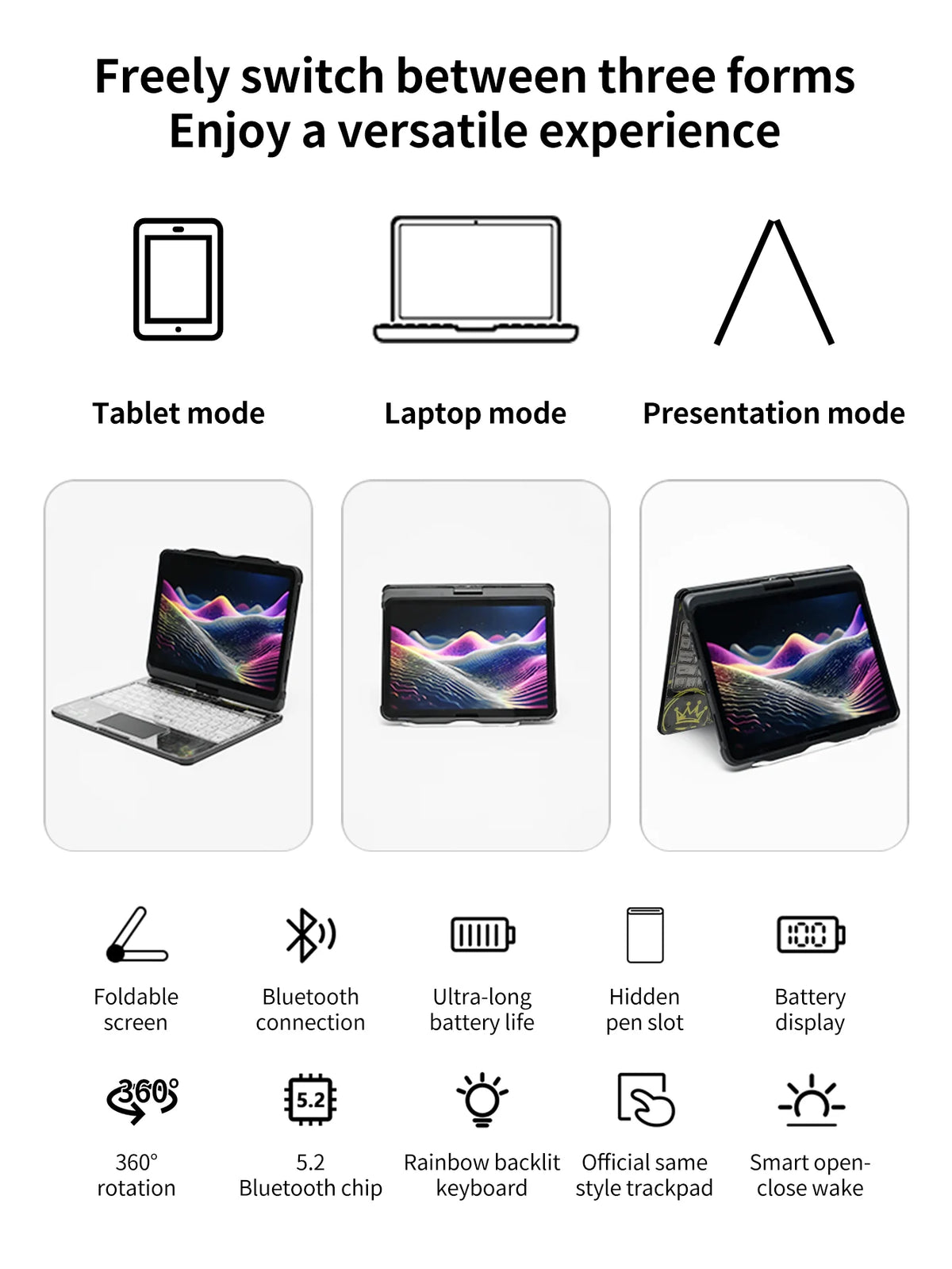 Daylight Transparent 360° Rotating Ipad Keyboard Case